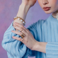 Браслет жемчуг &laquo;Цепь&raquo;, цвет белый в золоте, L=16 см