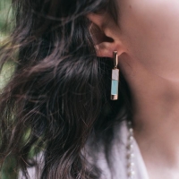 Серьги GEOMETRY &laquo;Прямоугольник&raquo;, позолота, цвет розово-бирюзовый