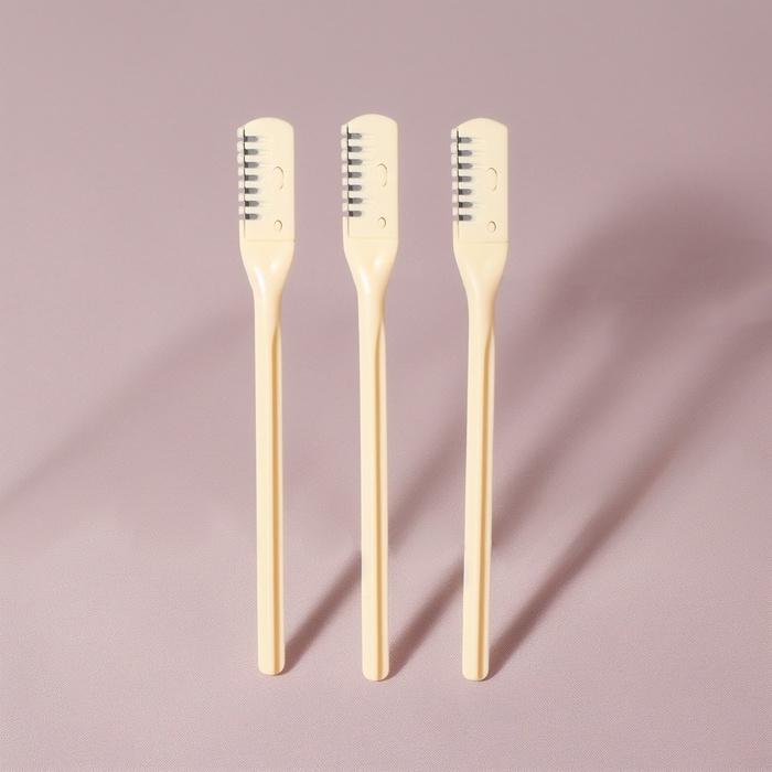 Бритва для коррекции бровей, 8,5 &times; 0,8 см, набор &ndash; 3 шт, цвет бежевый