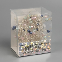 Гирлянда &laquo;Мишура&raquo; 2 м роса с насадками &laquo;Перламутр&raquo;, IP20, серебристая нить, 200 LED, батарейки ААх3 (нет в комплекте), свечение тёплое белое