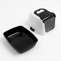 Туалет-домик для кошек закрытый с дверцей 50*38*37 см, черно-белый Туалет-домик для кошек закрытый с дверцей 50*38*37 см, черно-белый