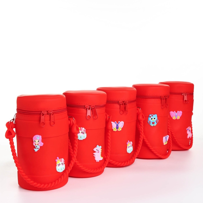 Сумка детская на молнии, наклейки МИКС, цвет красный Сумка детская на молнии, наклейки МИКС, цвет красный