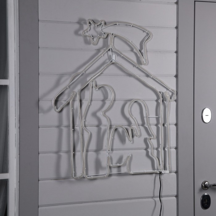 Неоновая фигура &laquo;Рождественский вертеп&raquo;, 85 &times; 75 см, 896 LED, 220 В, свечение тёплое белое