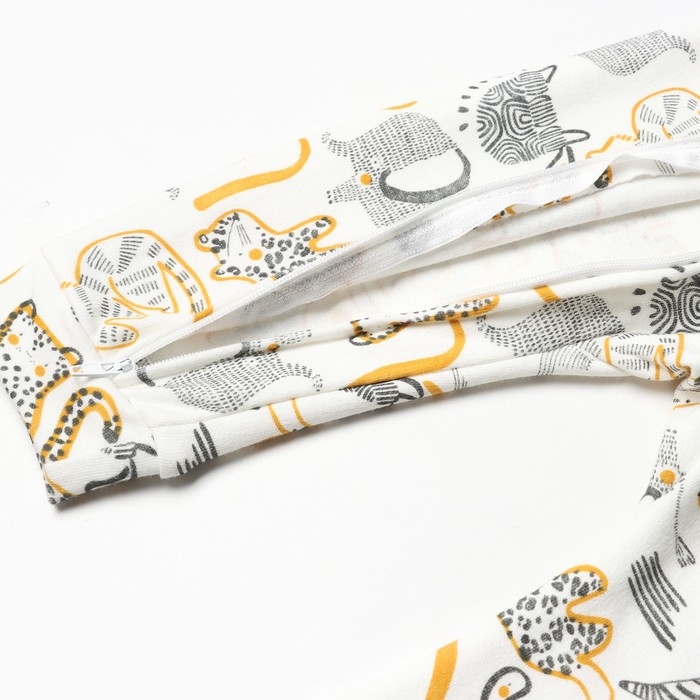 Комбинезон детский (3 шт.), цвет оранжевый/леопард/белый, рост 74 см