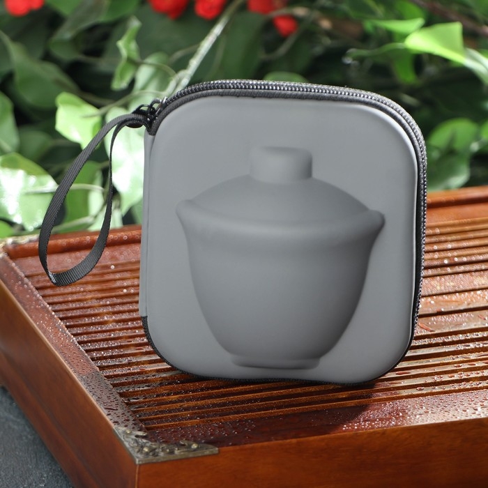 Набор чайный керамический &laquo;Восточная мудрость&raquo;, 4 предмета: 3 пиалы 40 мл, гайвань 240 мл, цвет белый