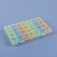 Таблетница - органайзер &laquo;Неделька&raquo;, съёмные ячейки, утро/день/вечер/ночь, 17,5 &times; 10,7 &times; 2,5 см, 7 контейнеров по 4 секции, разноцветная