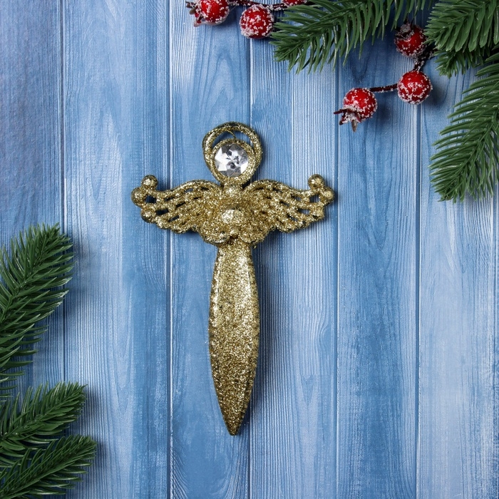 Украшение ёлочное Украшение ёлочное "Ангел блеск" 14х9 см, золото