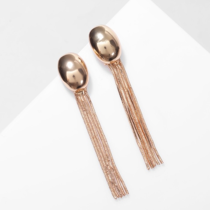 Серьги висячие &laquo;Стерео&raquo; овал, цвет золото