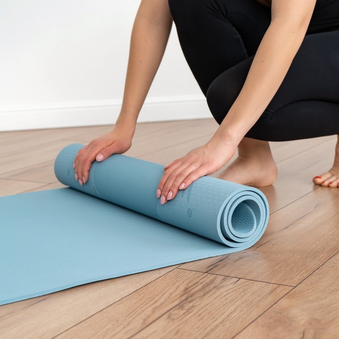 Коврик для йоги Sangh &laquo;Луна&raquo;, 183х61х0,6 см, цвет пастельный голубой