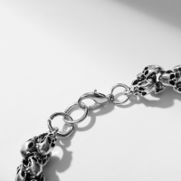 Браслет мужской &laquo;Брутал&raquo; черепа, цвет чернёное серебро, 22 см