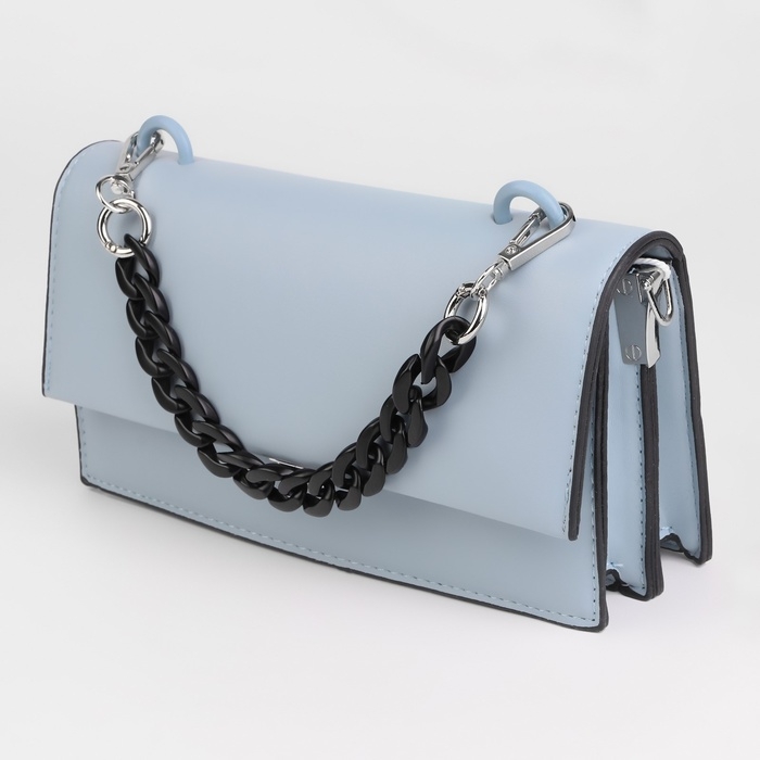 Цепочка для сумки, пластиковая, с карабинами, 23 × 17 мм, 30 см, цвет чёрный/серебряный Цепочка для сумки, пластиковая, с карабинами, 23 × 17 мм, 30 см, цвет чёрный/серебряный