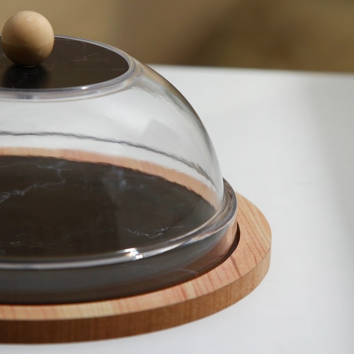 Блюдо с крышкой &laquo;Черный мрамор&raquo;, 15 см