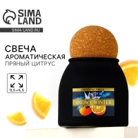 Свеча новогодняя, аромат пряный цитрус , 9 х 6,5 см