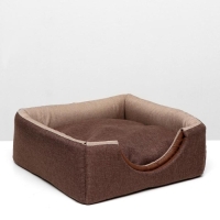 Дом &ndash; трансформер "Квадрат", рогожка, поролон, 43 х 42 х 34 см, бежево-коричневый