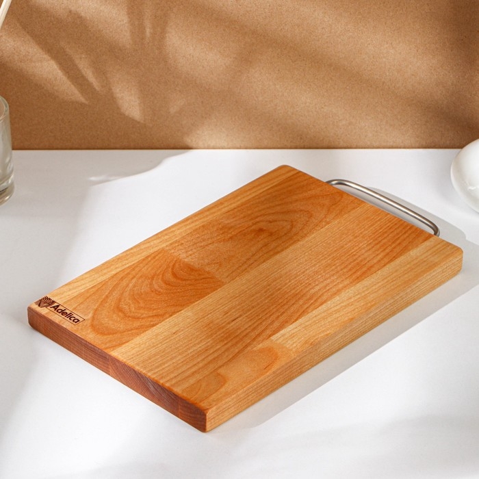 Доска разделочная с металлической ручкой Adelica, 24×16×1,8 см, пропитана минеральным маслом, берёза Доска разделочная с металлической ручкой Adelica, 24×16×1,8 см, пропитана минеральным маслом, берёза