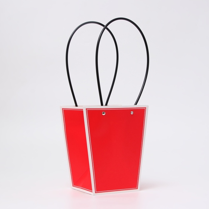 Сумка для цветов красная влагостойкая, 17x17-11.5x11.5-20 см 10