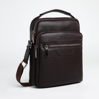 Сумка мужская через плечо TEXTURA, 3 наружных кармана, цвет коричневый Сумка мужская через плечо TEXTURA, 3 наружных кармана, цвет коричневый