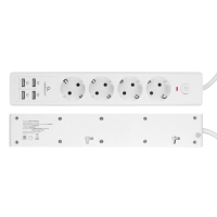 Сетевой фильтр Cablexpert Exnovo EXN-4-U4-W-2, 4р, 16А, 4хUSB, 3.1A, 2м, ур.защиты 4+, белый