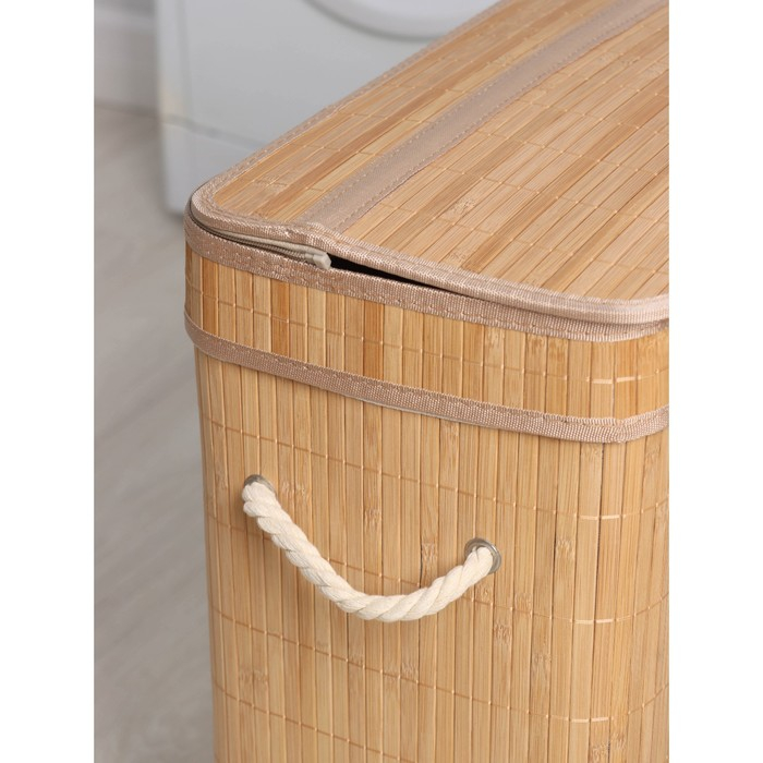 Корзина для белья Доляна &laquo;Кантри&raquo;, с крышкой, 46&times;26&times;55 см, цвет бежевый