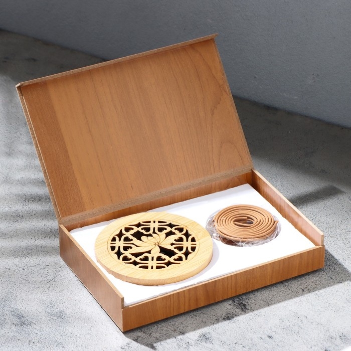 Набор благовоний с подставкой Набор благовоний с подставкой "Узор", бежевый