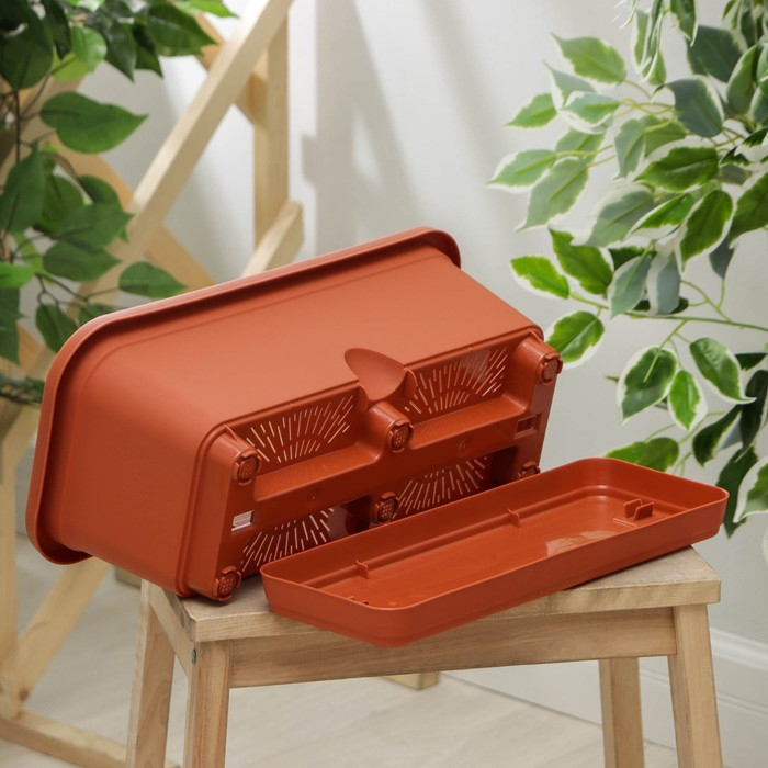 Ящик балконный с поддоном, 40 см, цвет терракотовый Ящик балконный с поддоном, 40 см, цвет терракотовый