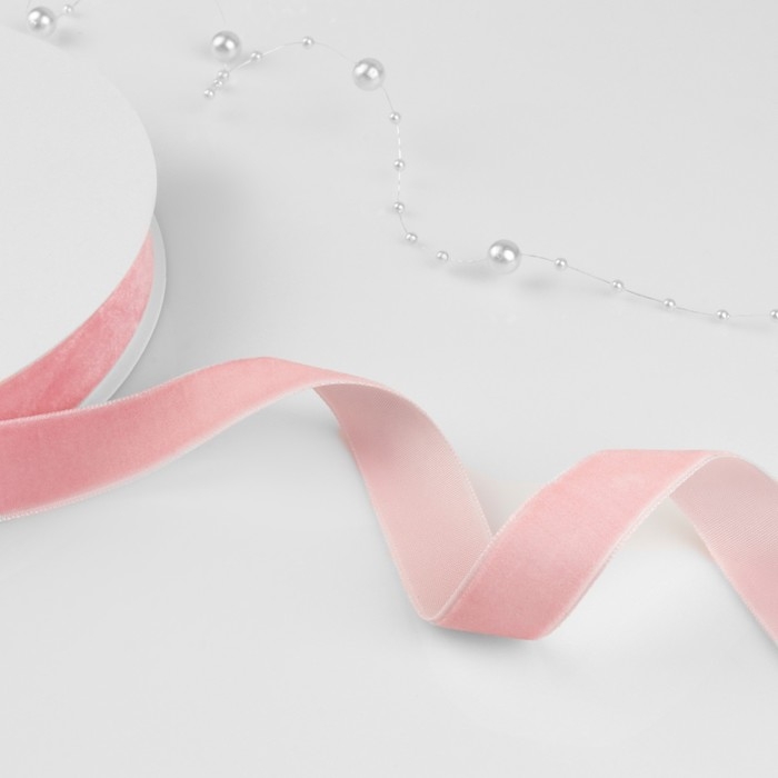 Лента бархатная, 20 мм, 18 &plusmn; 1 м, цвет розовый №08