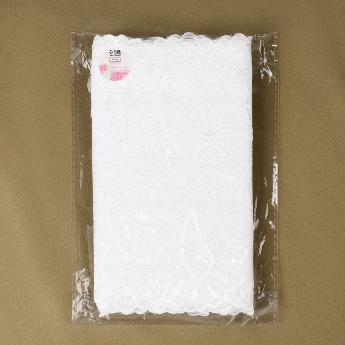 Кружевная эластичная ткань, 190 мм × 2,7 ± 0,5 м, цвет белый Кружевная эластичная ткань, 190 мм × 2,7 ± 0,5 м, цвет белый