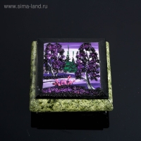 Шкатулка с пейзажем "Ночь", каменная крошка, змеевик