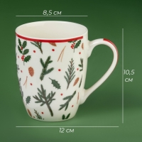 Новогодняя кружка Доляна &laquo;Новогодний лес&raquo;, 370 мл, 12&times;8,5&times;10,5 см, цвет белый