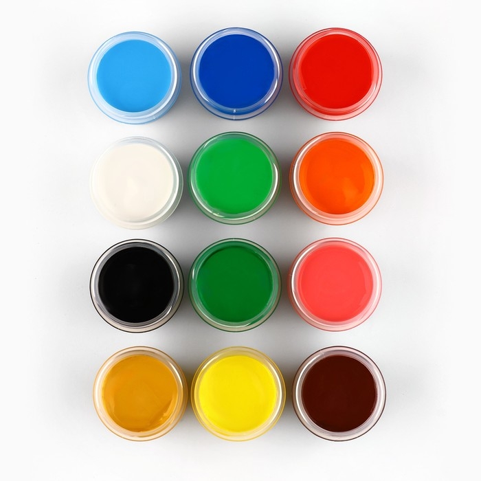 Гуашь 12 цветов по 10 мл, &laquo;Котик и мольберт&raquo;