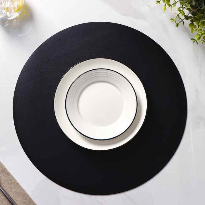 Салфетки сервировочные на стол Доляна &laquo;Спутник&raquo;, d=38 см, 4 шт, двусторонние, цвет металлический/чёрный