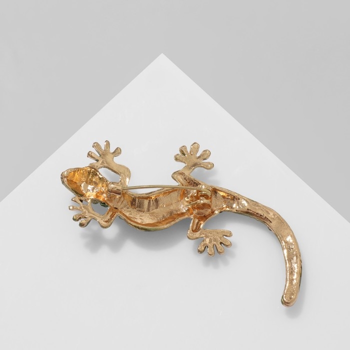 Брошь &laquo;Ящерица&raquo;, цвет зелёный в золоте