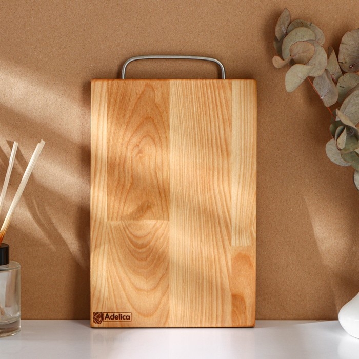 Доска разделочная с металлической ручкой Adelica, 24×16×1,8 см, пропитана минеральным маслом, берёза Доска разделочная с металлической ручкой Adelica, 24×16×1,8 см, пропитана минеральным маслом, берёза