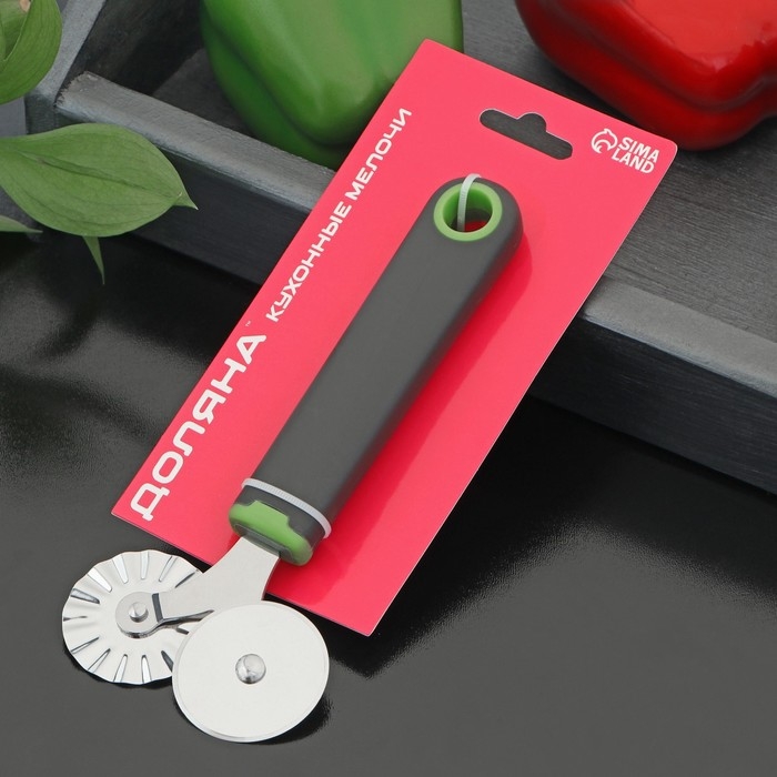 Нож для пиццы и теста двухсторонний Доляна Lime, 17&times;7,5 см, цвет чёрный