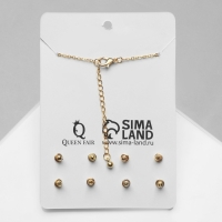 Гарнитур 5 предметов: серьги (4 пары), кулон «Минимал» сердечко, цвет золото, 40 см Гарнитур 5 предметов: серьги (4 пары), кулон «Минимал» сердечко, цвет золото, 40 см