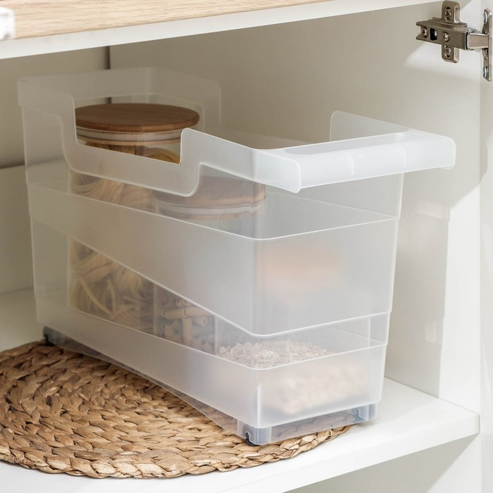 Контейнер хозяйственный с ручкой на колёсиках, 12,5 л, 45&times;16&times;25,5 см, прозрачный