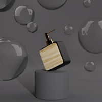 Набор аксессуаров для ванной комнаты &laquo;Агат&raquo;, 4 предмета (дозатор, мыльница, 2 стакана), цвет чёрный