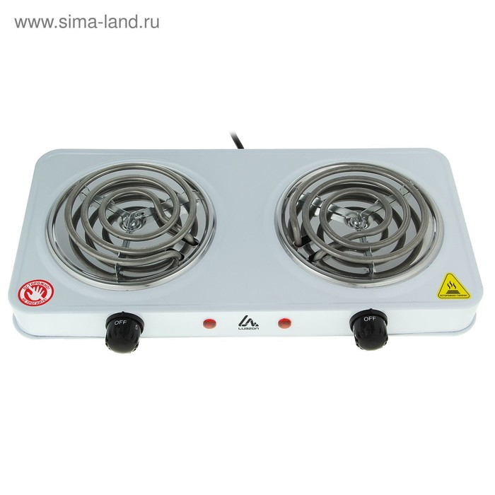 Плитка электрическая Luazon LHP-003, 2 конфорки, 2000 Вт, нагреватель спираль, белая Плитка электрическая Luazon LHP-003, 2 конфорки, 2000 Вт, нагреватель спираль, белая
