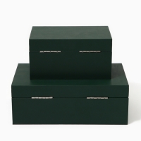 Шкатулка для украшений &laquo;Изумруд&raquo; экокожа, набор 2 шт.