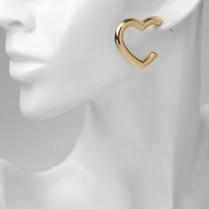 Серьги пластик &laquo;Сердца&raquo; воссоеденение, цвет золото