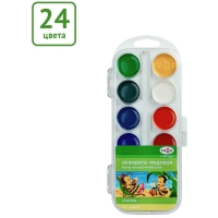 Акварель 24 цвета Гамма "Пчелка", медовая, без кисти, пластик, европодвес 212035