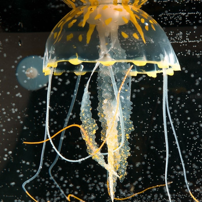 Декор для аквариума Декор для аквариума "Медуза" силиконовая, флуоресцентная, 10 х 10 х 20,5 см, оранжевая