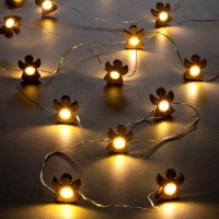 Гирлянда &laquo;Нить&raquo; 2 м роса с насадками &laquo;Ангелочек&raquo;, IP20, серебристая нить, 20 LED, батарейки ААх2 (нет в комплекте), свечение тёплое белое