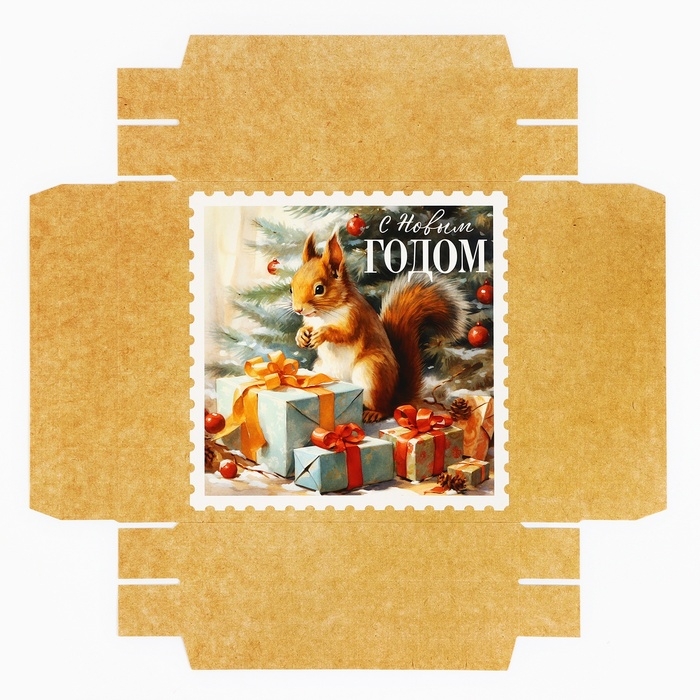 Коробка новогодняя складная &laquo;Ретро&raquo;, 17 х 17 х 7 см, Новый год