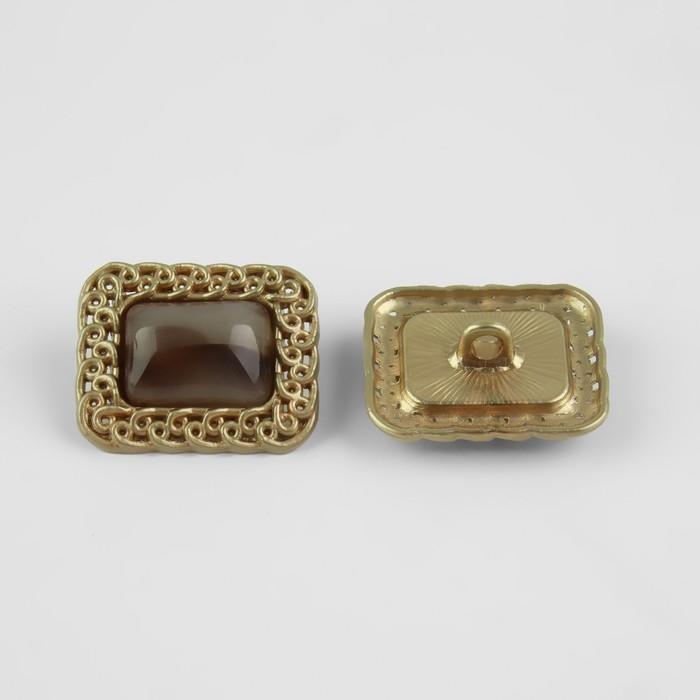 Набор металлических пуговиц на ножке, 18 &times; 21мм, 3 шт, цвет коричневый/золотой