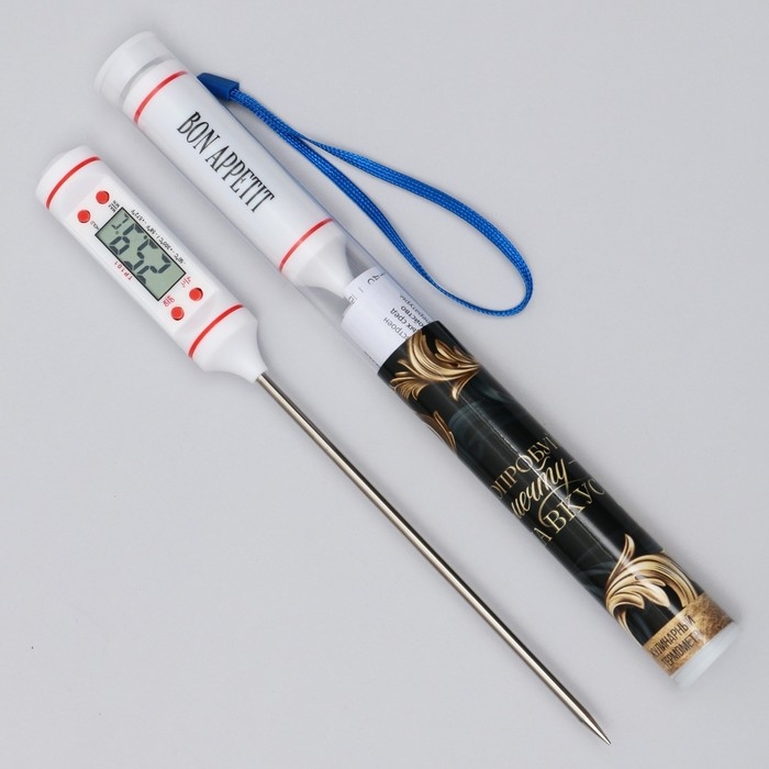 Термометр (термощуп) электронный на батарейках &laquo;Bon appetit&raquo;, белый.