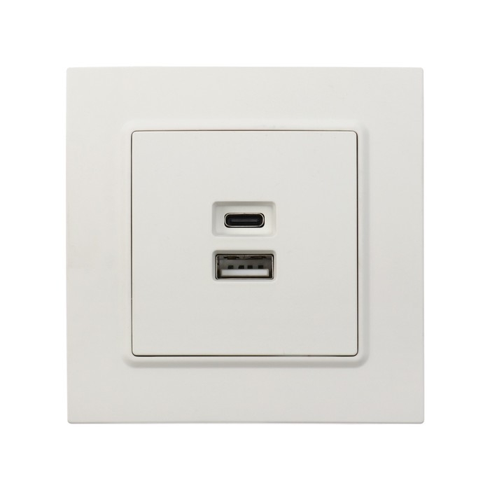 Розетка с USB-A + USB-C разъёмами, 2.1 A, 5В, TOT Elegant, скрытая, белая Розетка с USB-A + USB-C разъёмами, 2.1 A, 5В, TOT Elegant, скрытая, белая