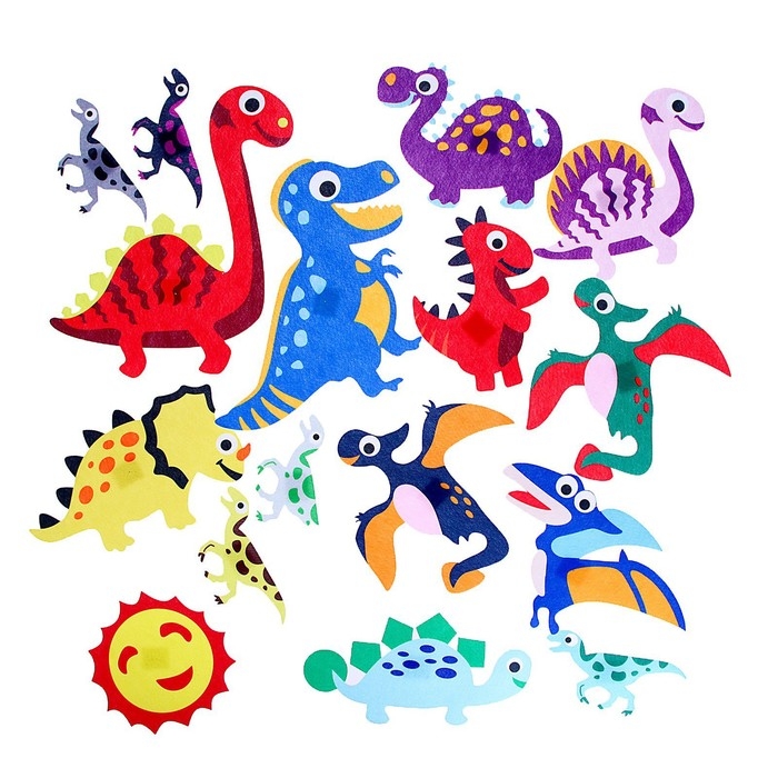 Бизиборд на стену из фетра &laquo;Динозавры и драконы&raquo; 32 детали на липучке, размер поля &mdash; 105 &times; 75 см