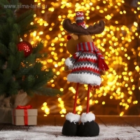 Мягкая игрушка "Олень в полосатом шарфике-длинные ножки" стоит, 11х36 см Мягкая игрушка "Олень в полосатом шарфике-длинные ножки" стоит, 11х36 см