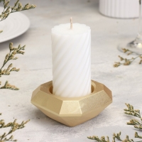 Подсвечник "Квадрат" из гипса со скошенными углами малый,9х3,5см,золото Подсвечник "Квадрат" из гипса со скошенными углами малый,9х3,5см,золото